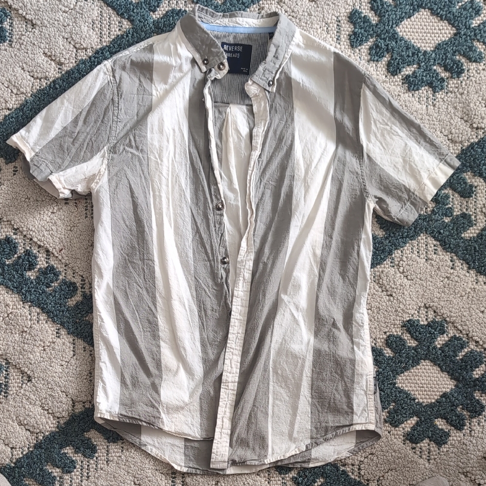 Express Two-Tone Gray and White Button-Down Shirt